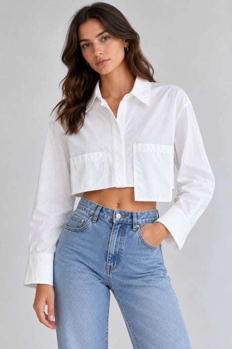Zara beyaz kadın crop gömlek