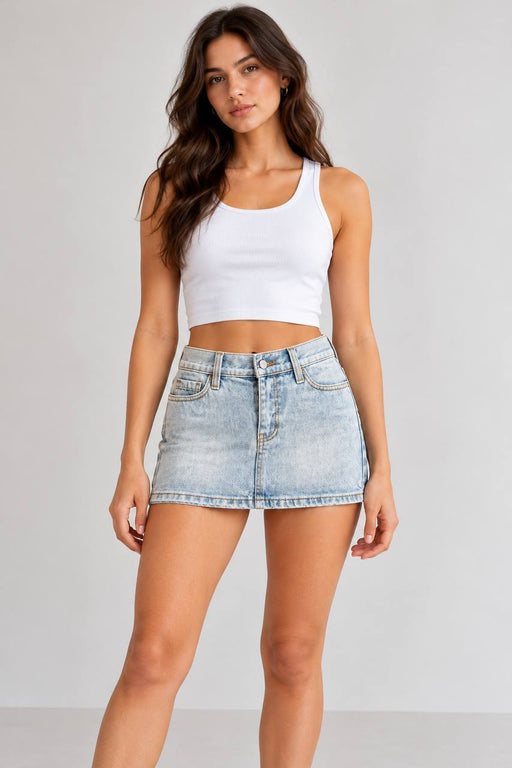 J.Galt mavi kadın denim mini etek