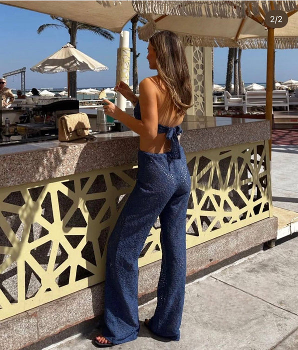 Lamperos X Melodi Türkmen Mavi Kadın Pantolon Bluz M