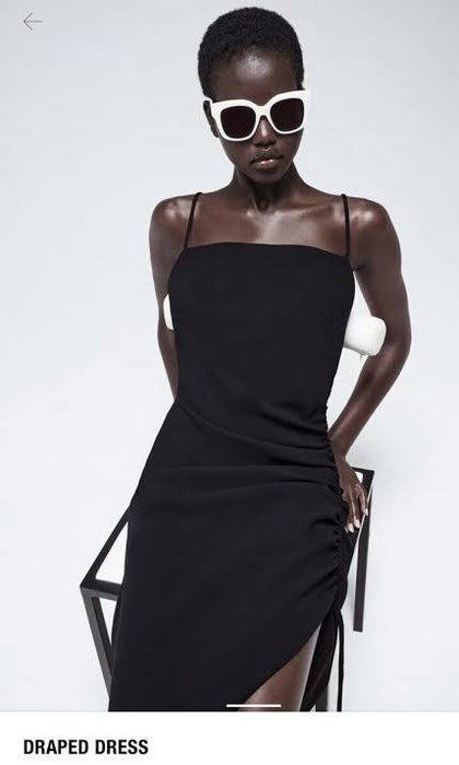 Zara Siyah Kadın Askılı Kısa Elbise XS