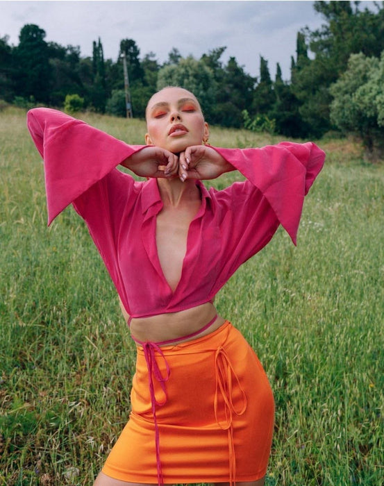 J By Jessica Kovacs Turuncu Kadın Kısa Etek XS