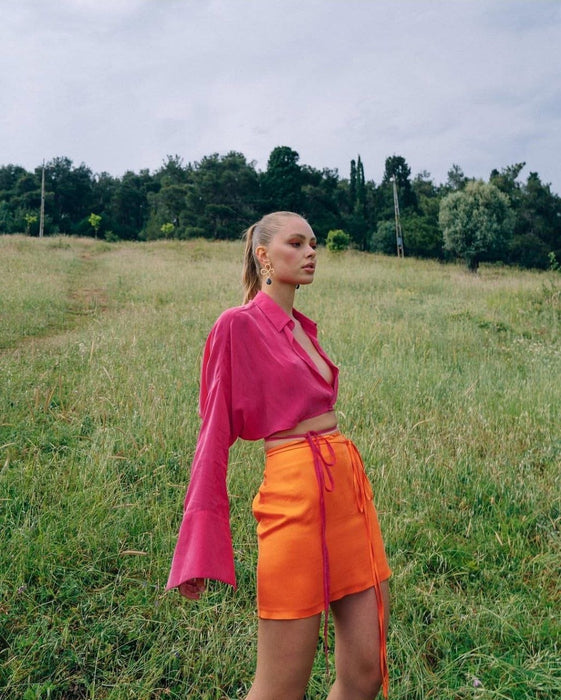 J By Jessica Kovacs Turuncu Kadın Kısa Etek XS