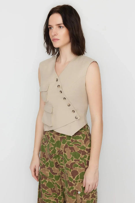 Sagaza Bej Kadın Yelek S