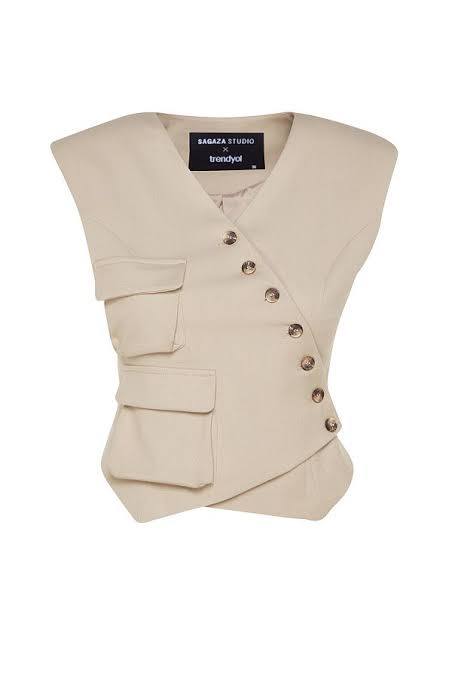 Sagaza Bej Kadın Yelek S