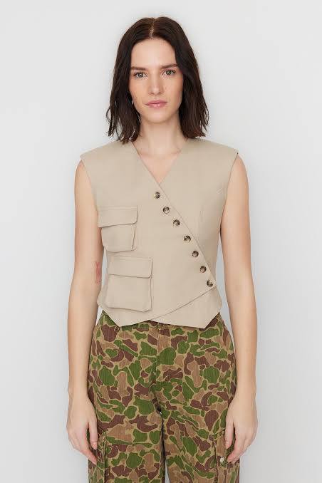 Sagaza Bej Kadın Yelek S