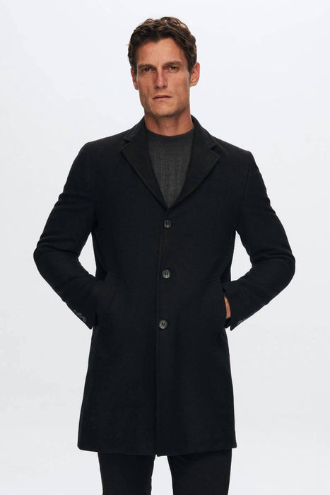 DS Siyah Yün Kaşe Erkek Kaban XL