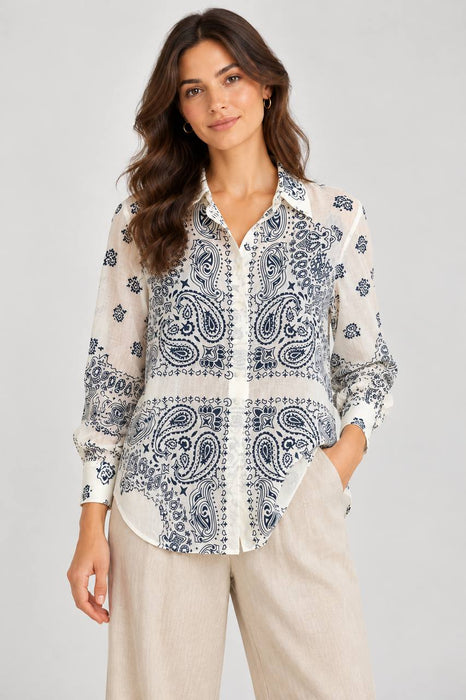 Massimo Dutti Beyaz Kadın Desenli Gömlek S
