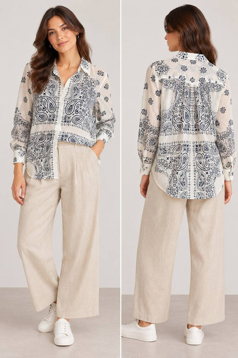 Massimo Dutti Beyaz Kadın Desenli Gömlek S