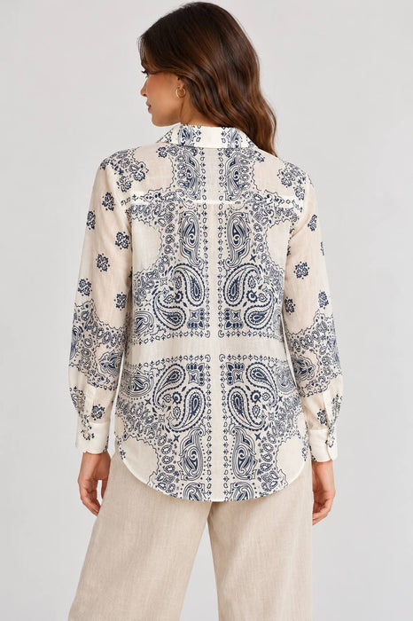 Massimo Dutti Beyaz Kadın Desenli Gömlek S