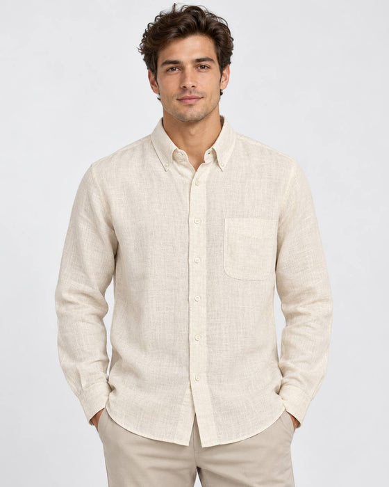 Brooks Brothers Bej Erkek Uzun Kollu Gömlek M