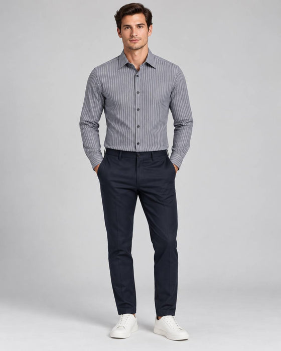Hugo Boss Çizgili Erkek Uzun Kollu Gömlek L