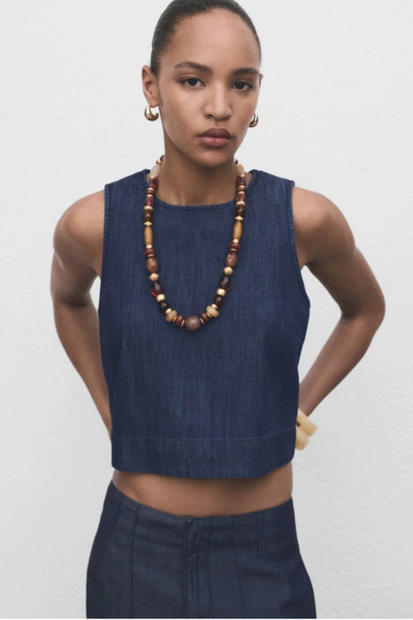 Mango Mavi Kadın Bluz S