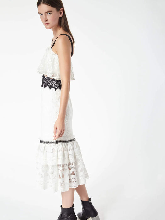 Libas Beyaz Dantel Detaylı Kadın Elbise S