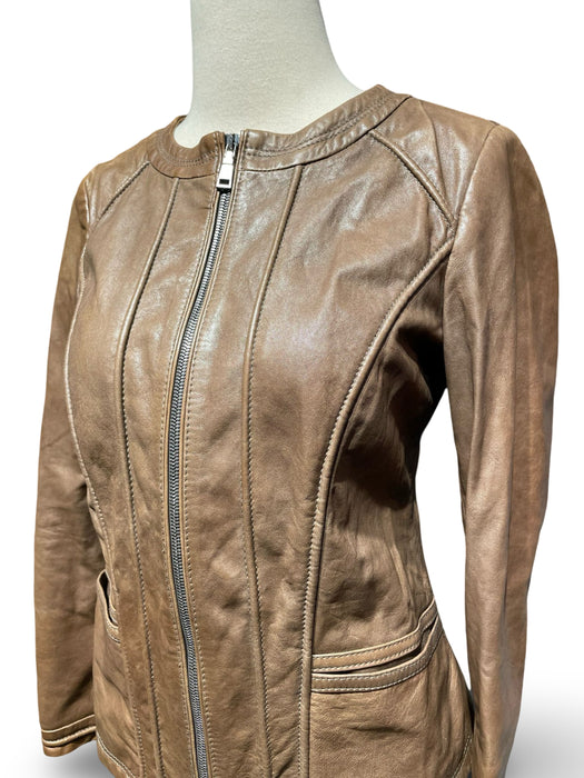 Emporio Armani Kadın Kahverengi Deri Ceket XS