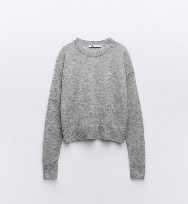 Zara Açık Gri Yünlü Kadın Kazak S