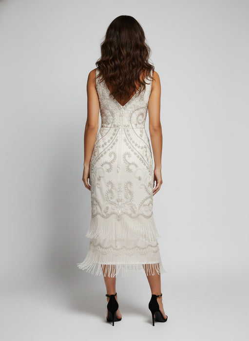 DCEY Beyaz Kadın Taşlı Elbise S