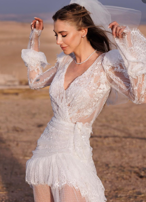 Beyaz İşlemeli Kadın Elbise XS