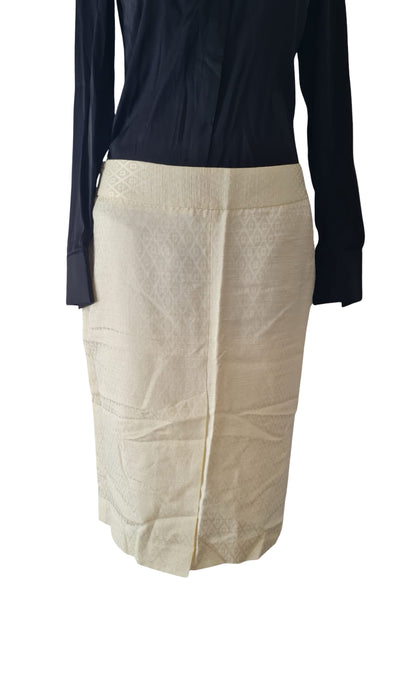 Massimo Dutti Krem Motifli Kadın Etek L