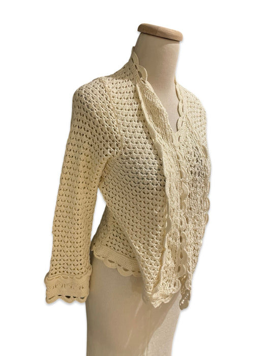 Knitted Knotted Ekru Kadın Hırka M