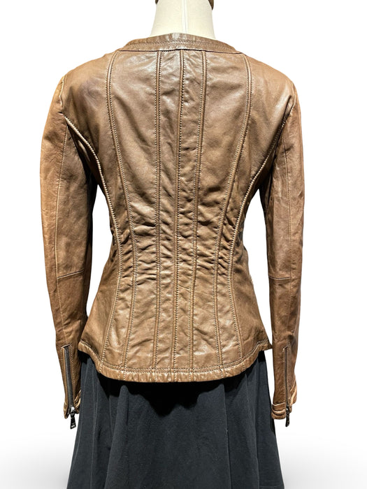 Emporio Armani Kadın Kahverengi Deri Ceket XS