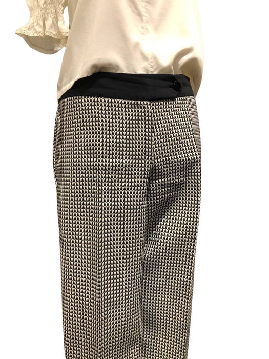 Parantez Siyah- Beyaz Kadın Pantolon XL