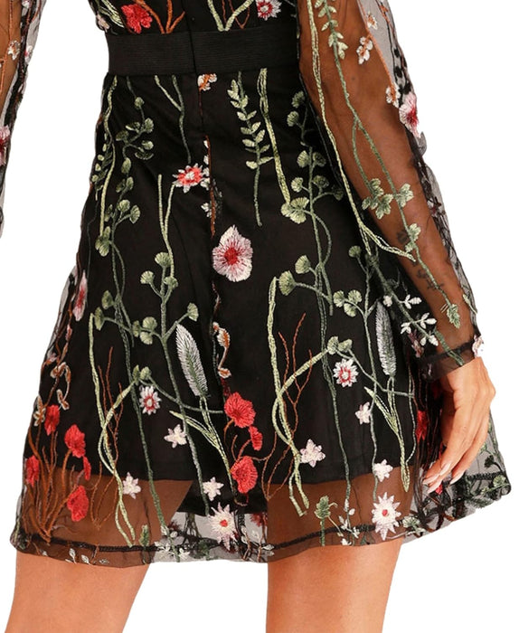 Milumia Siyah Çiçekli Elbise M