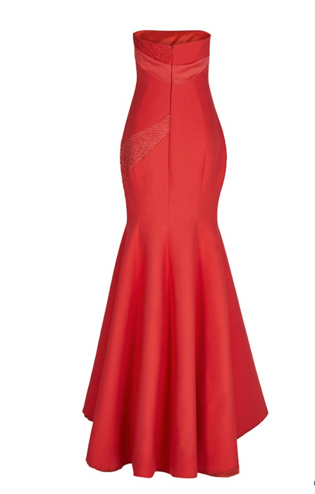 Fidan Şimşek Kırmızı Straplez Maksi Kadın Elbise XL
