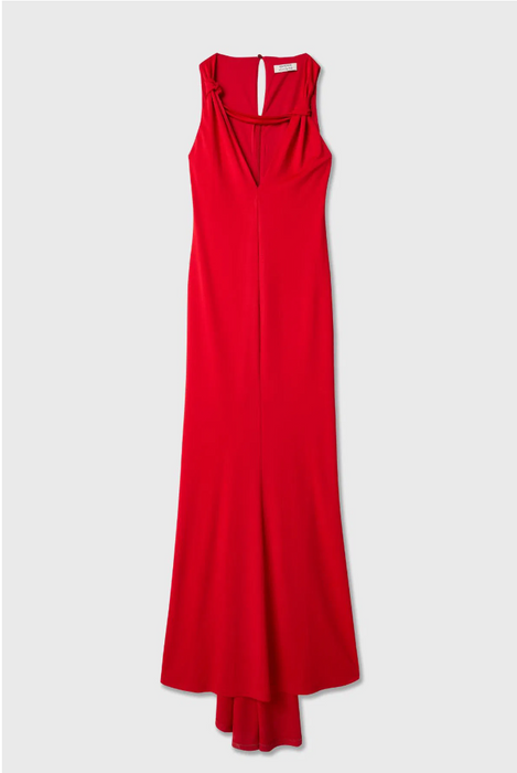 Love My Body Kırmızı V Yaka Kolsuz Kadın Elbise S