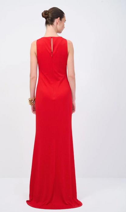 Love My Body Kırmızı V Yaka Kolsuz Kadın Elbise S