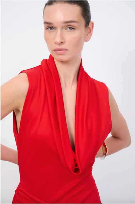 Love My Body Kırmızı Drape Detaylı Kadın Mini Elbise S