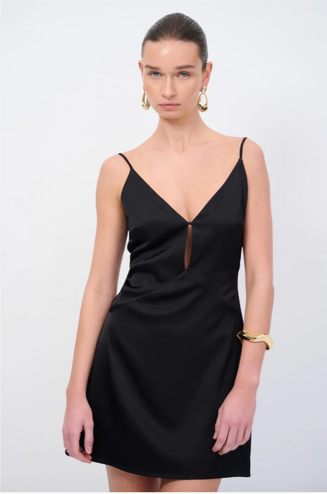 Love My Body Siyah Askılı Kadın Mini Elbise S