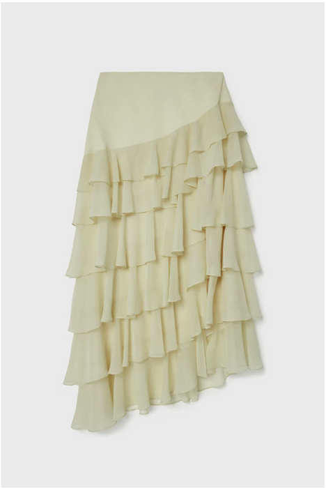 Love My Body Yeşil Yırtmaç Detaylı Fırfırlı Kadın Etek S