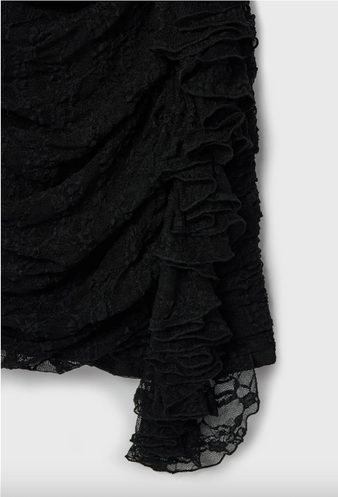 Love My Body Siyah Dantel Büzgülü Kadın Elbise S