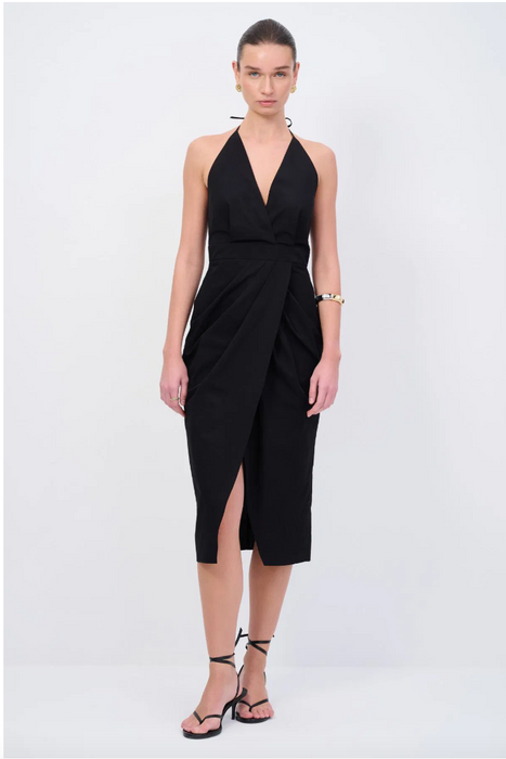 Love My Body Siyah V Yaka Kolsuz Kadın Elbise S