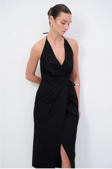 Love My Body Siyah V Yaka Kolsuz Kadın Elbise S