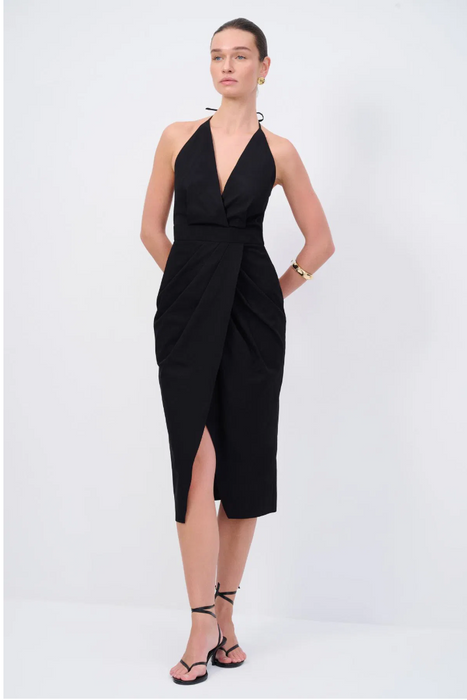 Love My Body Siyah V Yaka Kolsuz Kadın Elbise S