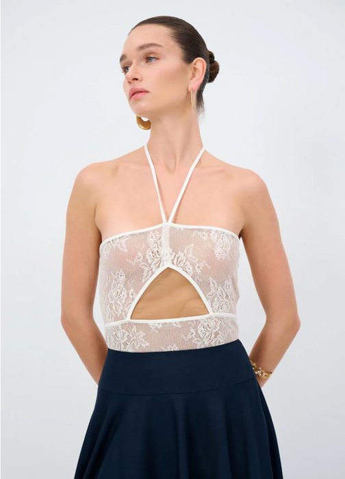 Love My Body Bej Dantel Kadın Body M