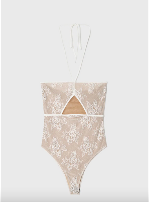 Love My Body Bej Dantel Kadın Body M