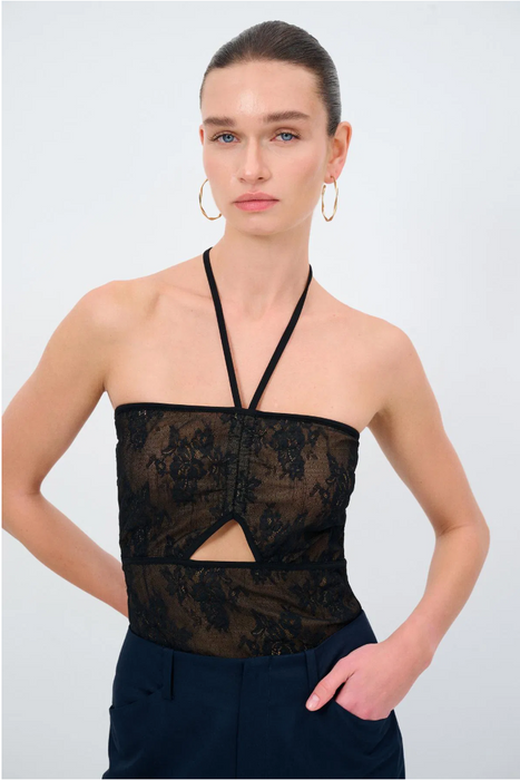 Love My Body Siyah Dantel Kadın Body M