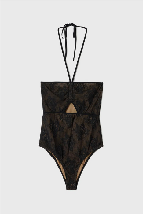 Love My Body Siyah Dantel Kadın Body M