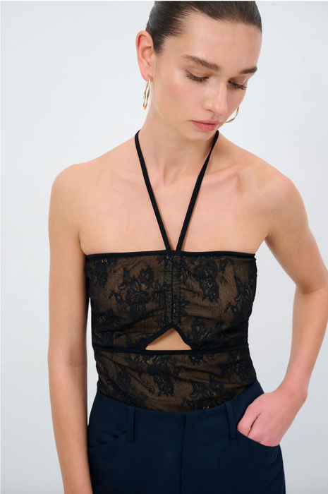 Love My Body Siyah Dantel Kadın Body M