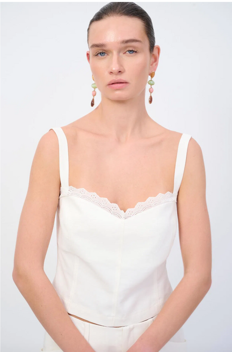 Love My Body Beyaz Kolsuz Tencel Kadın Bluz S