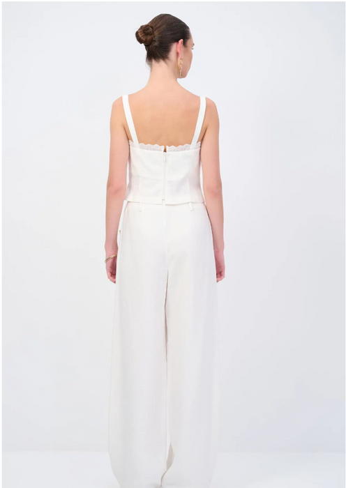 Love My Body Beyaz Kolsuz Tencel Kadın Bluz S