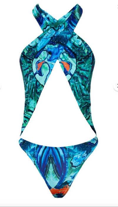 Bashaques Mavi Desenli Kadın Mayo S