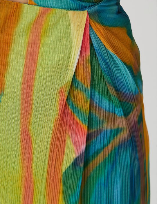 Sisters Elena Yeşil Desenli Midi Kadın Etek S