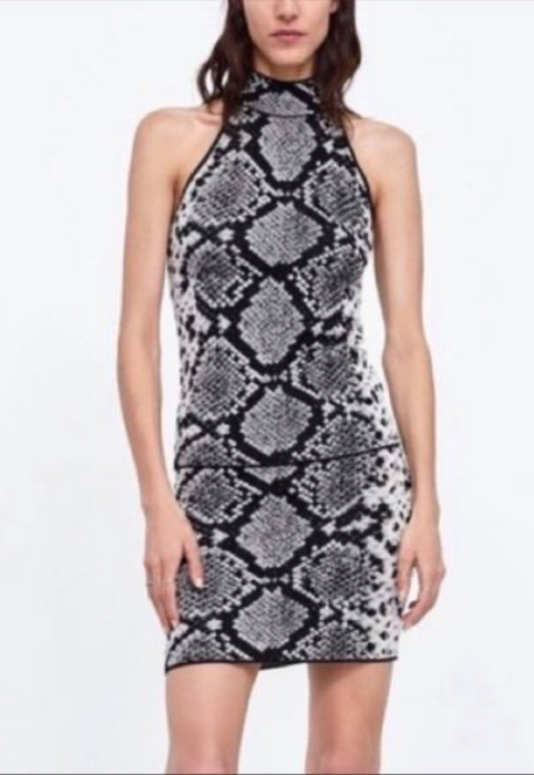 Zara Siyah Beyaz Desenli Kadın Etek S