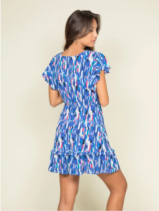 Glocal Mavi Desenli Kadın Elbise S