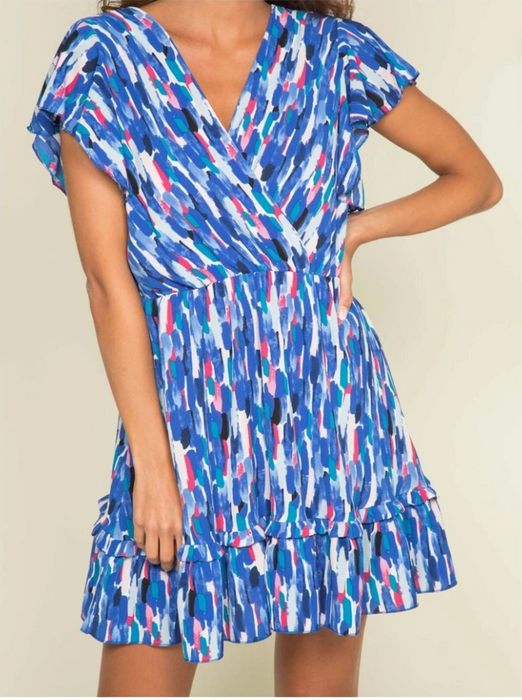 Glocal Mavi Desenli Kadın Elbise S