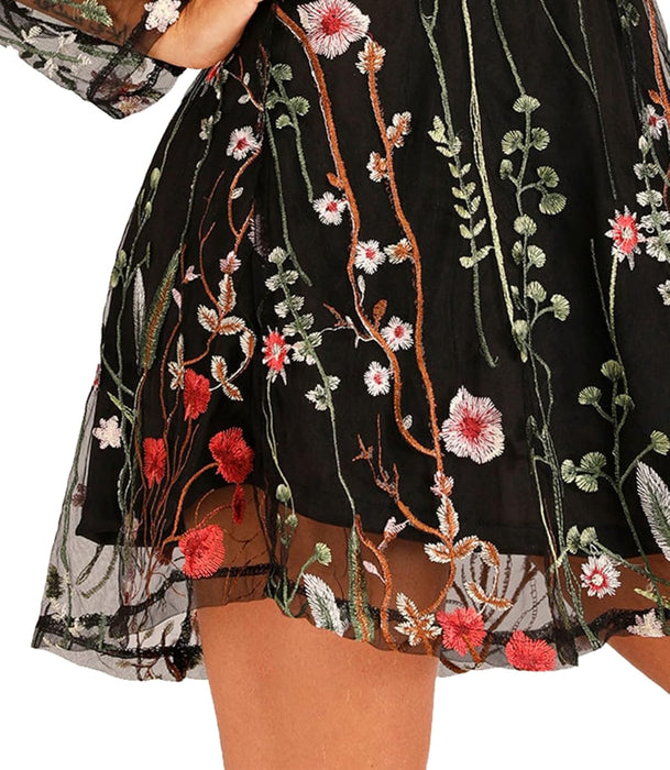 Milumia Siyah Çiçekli Elbise M