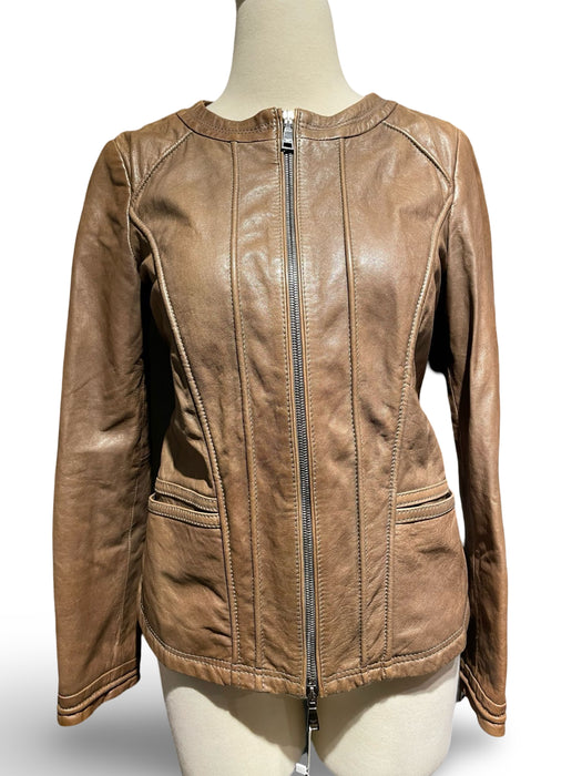 Emporio Armani Kadın Kahverengi Deri Ceket XS